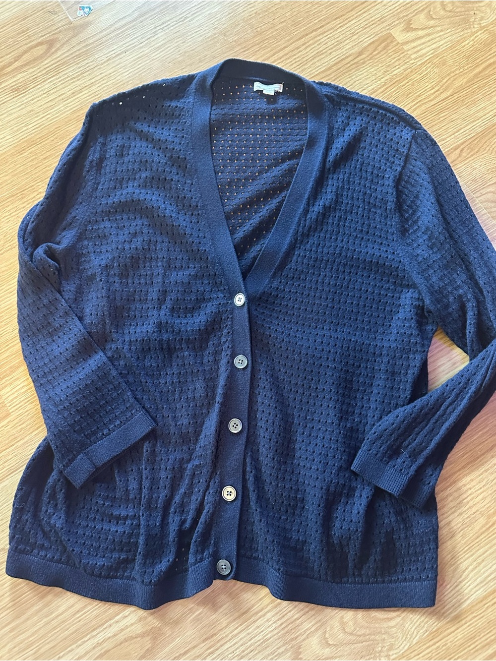 XL Gap Nylon Wool Eyelet 3/4 Length Sleeve Button Up Cardigan Business Casual